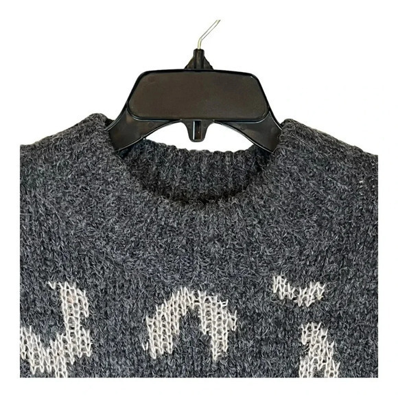 Carole Christian Animal Print Heavyweight Sweater‎ Gray White Women Size Large - Picture 3 of 6